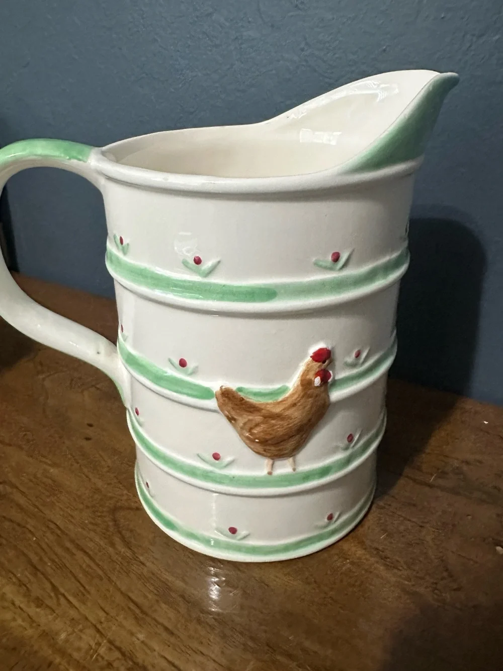 Vintage 1980s Sigma The Tastesetter Chicken Measuring Pitcher green ware